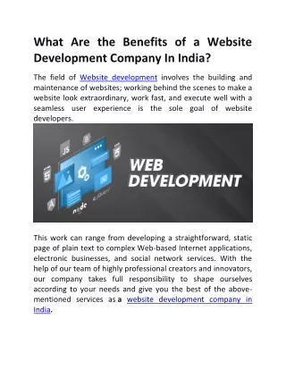 what are the benefits of a website development