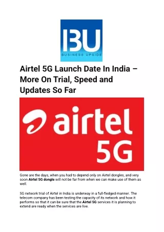 Airtel 5G Launch Date In India