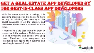 get a real estate app developed by the best in class app developers