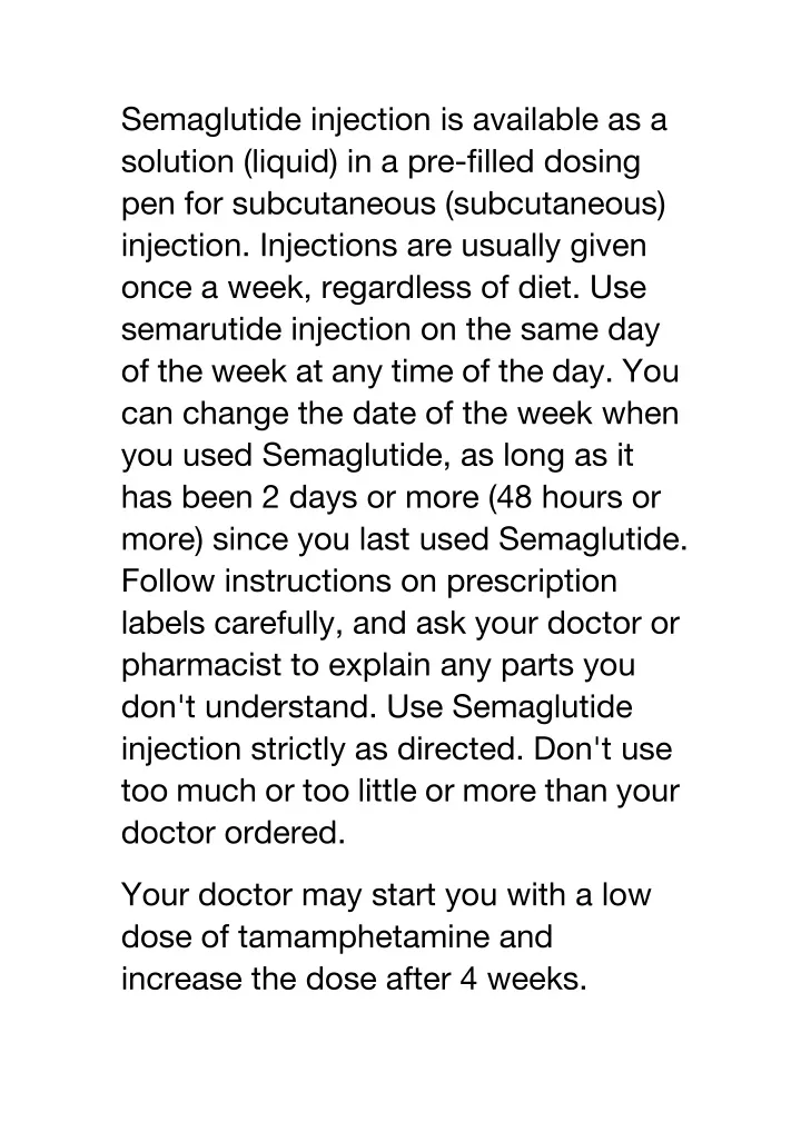 semaglutide injection is available as a solution