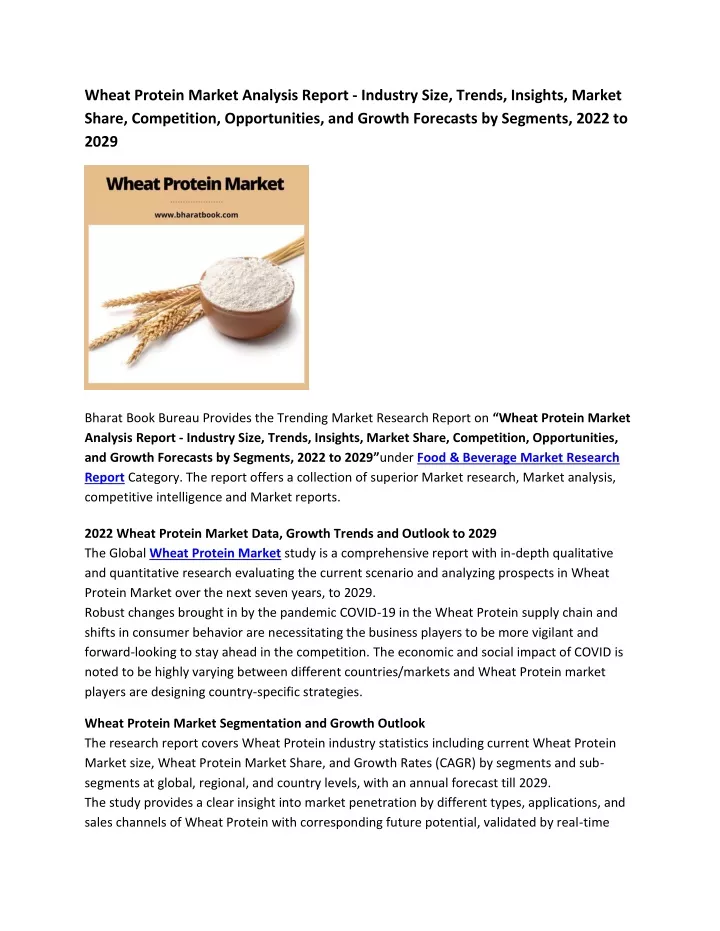 wheat protein market analysis report industry