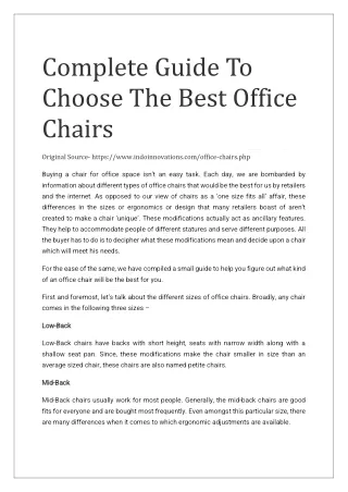 Complete Guide To Choose The Best Office Chairs
