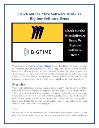 check out the miro software demo vs bigtime