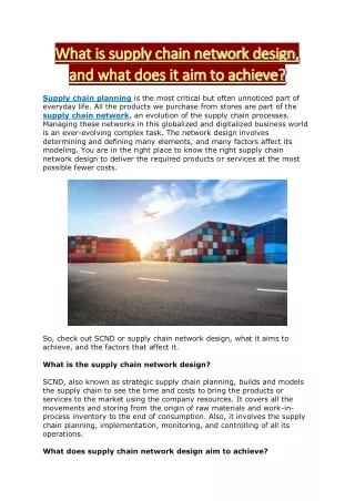 supply chain planning is the most critical