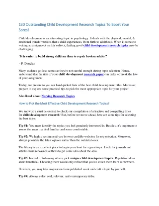 130 outstanding child development research topics