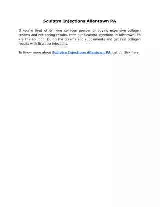 Sculptra Injections Allentown PA