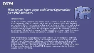 what are the future scopes and career opportunities for a php developer