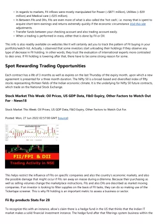 Fii Or Dii Or Merchants, That Is Dominating The Marketplaces?
