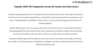 expedia taap api integration service for hotels and hotel chains