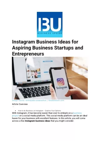 Instagram Business Ideas for Aspiring Business Startups and Entrepreneurs