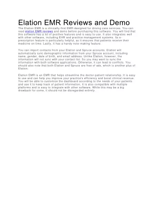 Elation EMR Reviews and Demo