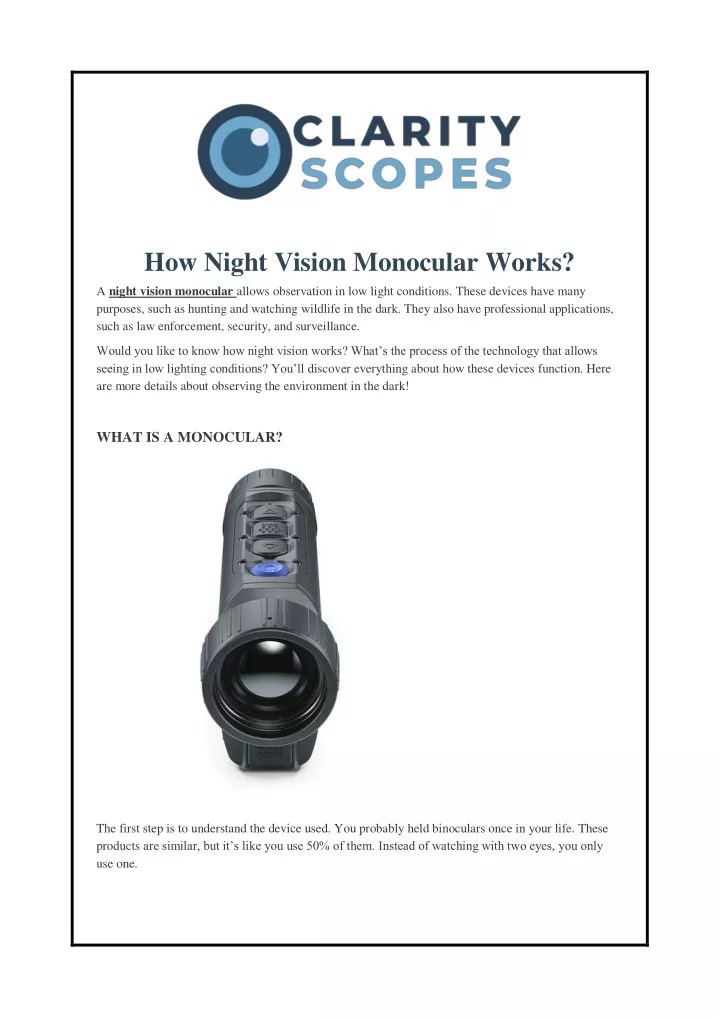 how night vision monocular works