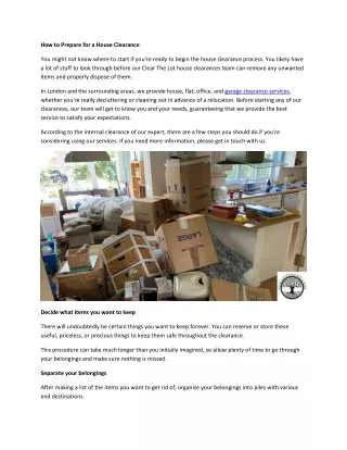 how to prepare for a house clearance