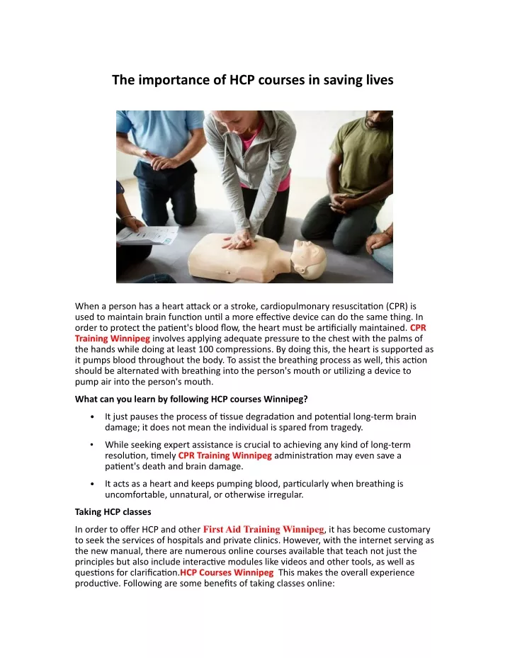 the importance of hcp courses in saving lives