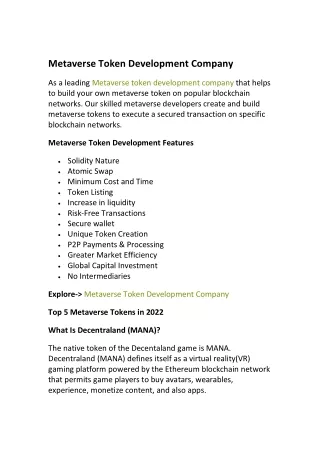 metaverse token development company