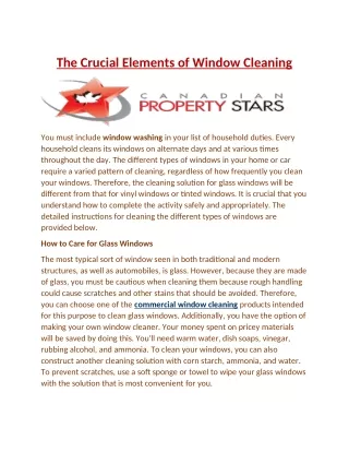 The Crucial Elements of Window Cleaning