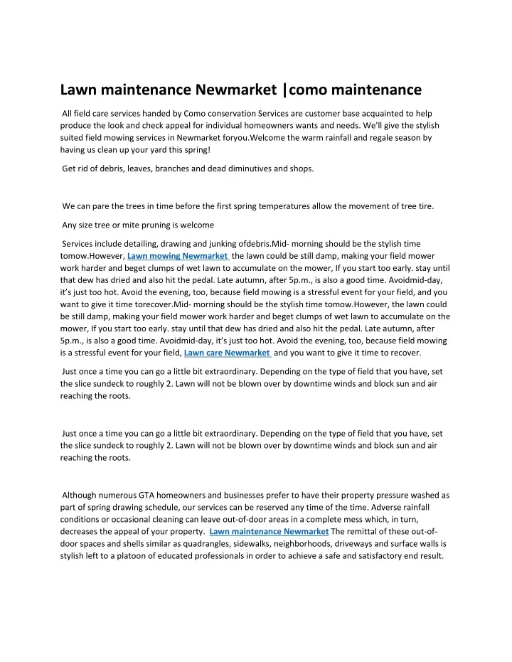 lawn maintenance newmarket como maintenance