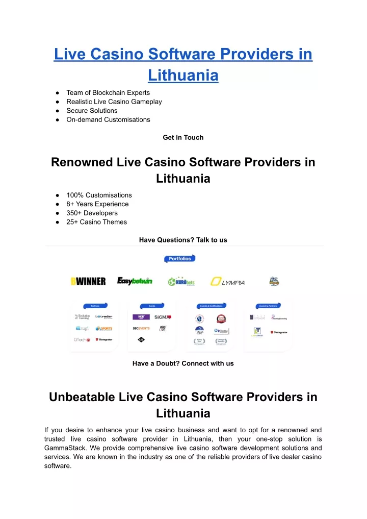 live casino software providers in lithuania