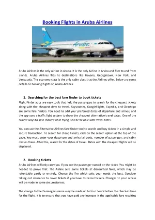Booking Flights in Aruba Airlines