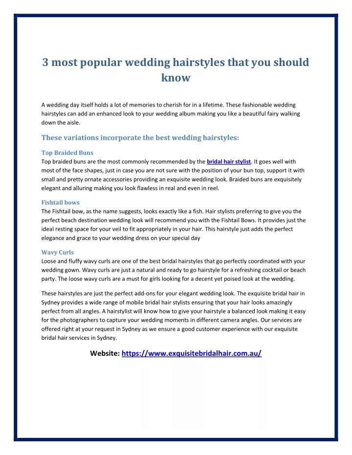 3 most popular wedding hairstyles that you should
