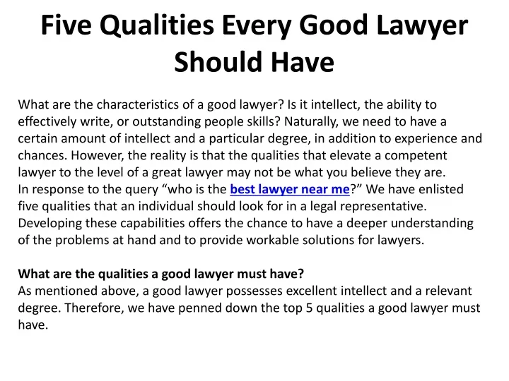 five qualities every good lawyer should have