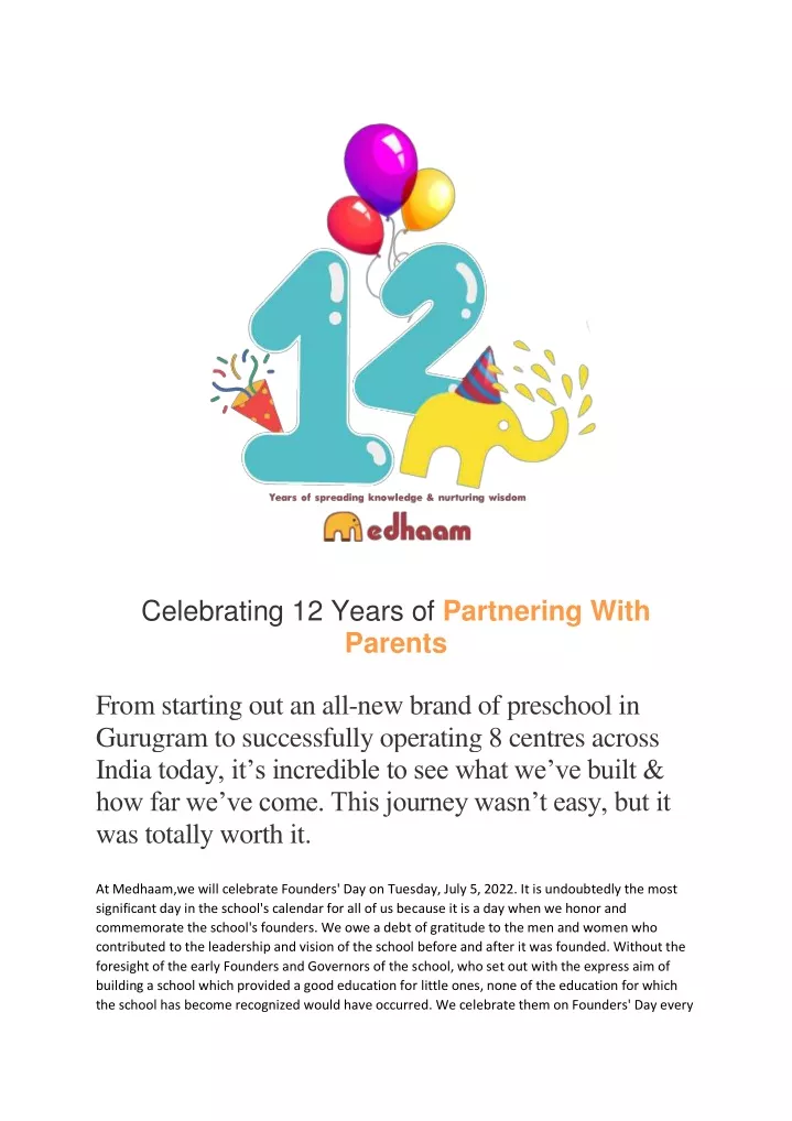 celebrating 12 years of partnering with parents