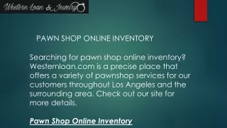 Pawn Shop Online Inventory  Westernloan.com