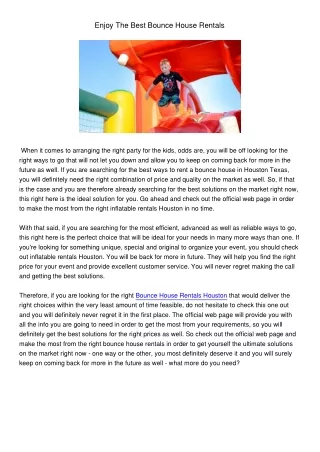 enjoy the best bounce house rentals