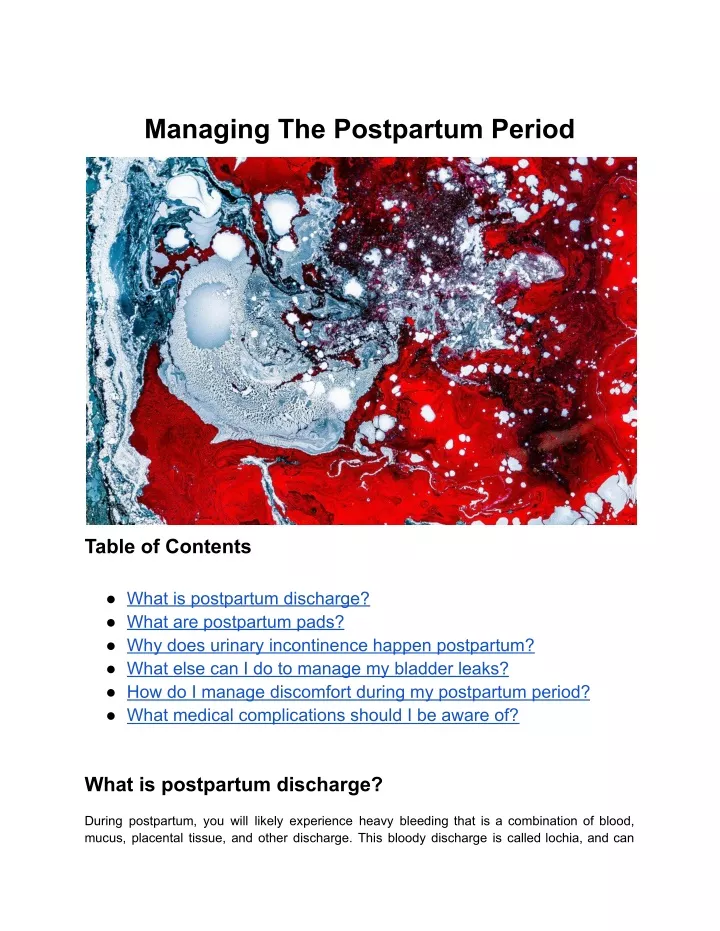 managing the postpartum period