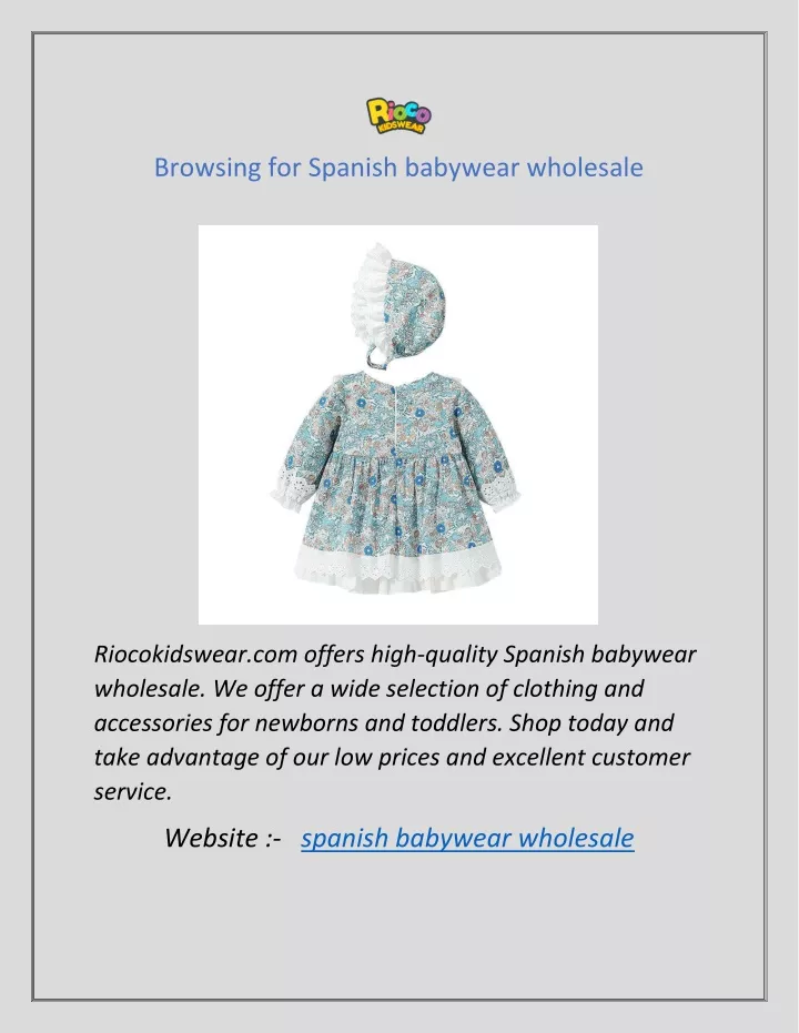 Spanish best sale babywear wholesale