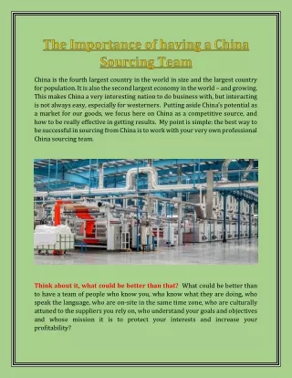The Importance of having a China Sourcing Team