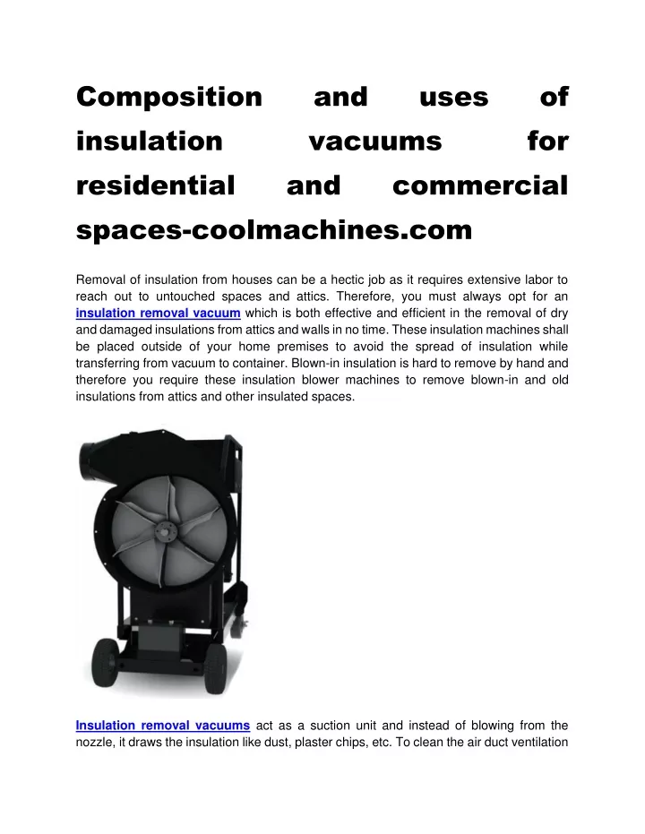 composition insulation residential spaces