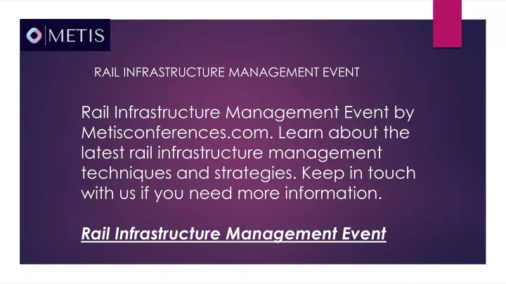 rail infrastructure management event