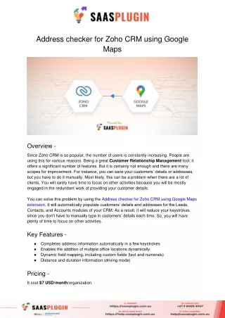 address checker for zoho crm using google maps