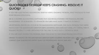 quickbooks desktop keeps crashing resolve it quickly