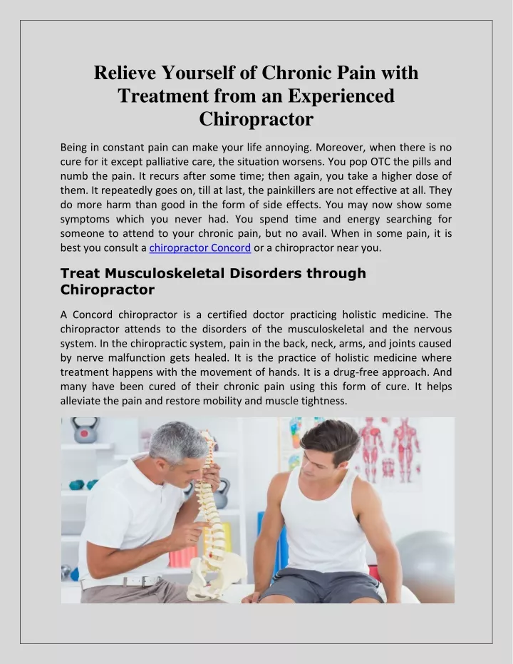 relieve yourself of chronic pain with treatment