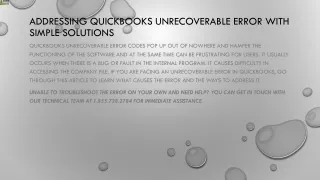 addressing quickbooks unrecoverable error with simple solutions