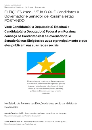 ELEIÇÕES 2022 - VEJA O QUÊ Candidatos a Governador e Senador de Roraima estão POSTANDO