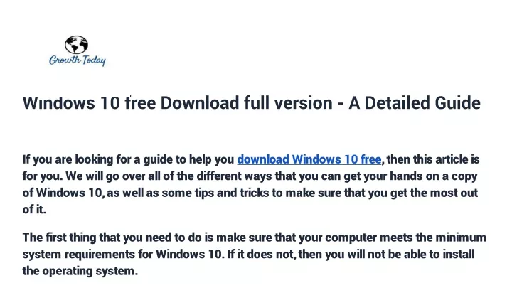 windows 10 free download full version a detailed guide