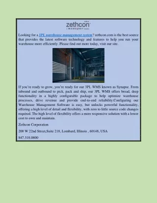 3pl Warehouse Management System | Zethcon.com