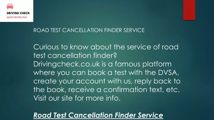 road test cancellation finder service