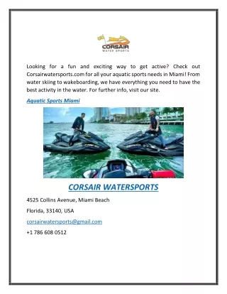 Aquatic Sports Miami  Corsairwatersports.com