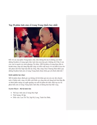 Phim tình cảm cổ trang Trung Quốc