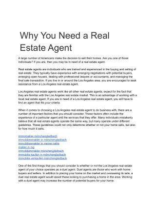 Why You Need a Real Estate Agent