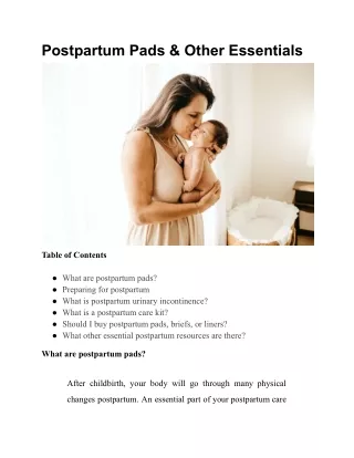 postpartum pads other essentials