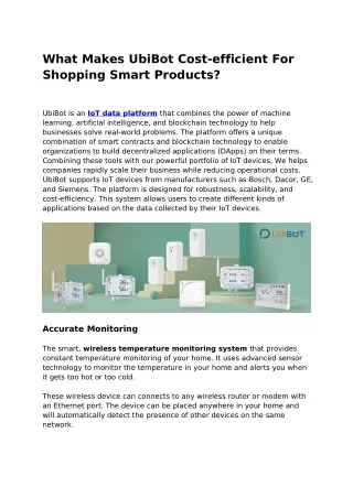 what makes ubibot cost efficient for shopping