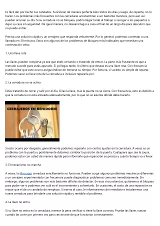 Trucos y consejos de Cerrajeros Benidorm para incrementar la seguridad de de su