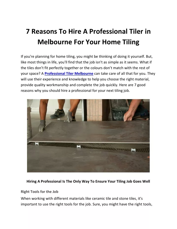 7 reasons to hire a professional tiler