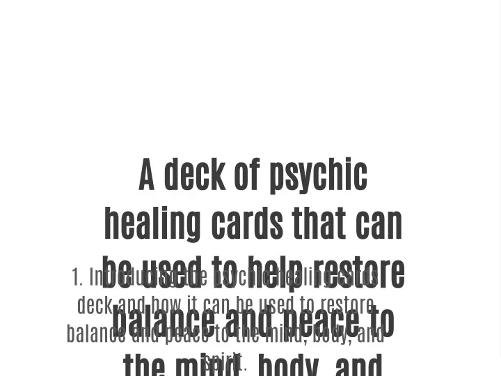 a deck of psychic healing cards that can be used