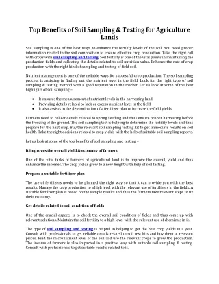 top benefits of soil sampling testing